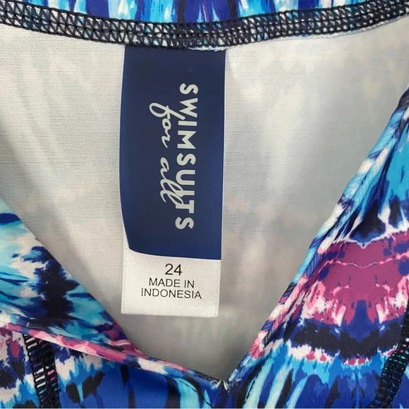 Swimsuits For All Size 24 Cover Up Swimdress Pullover Blue White Geometric Print - Picture 3 of 6